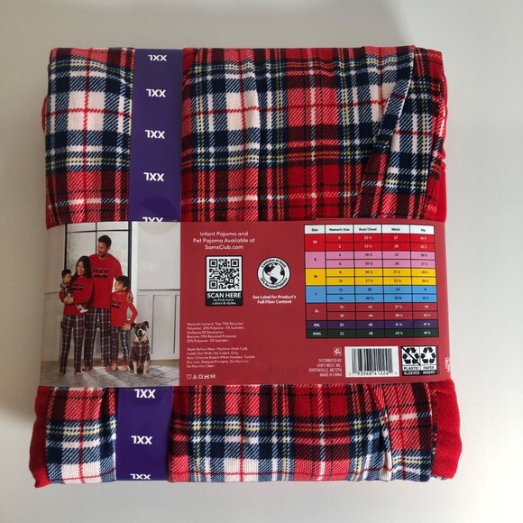 Members Mark Holiday 2-Piece Let it Snow Pajama Set Womens Sz XXL Red Plaid NEW - Picture 3 of 7